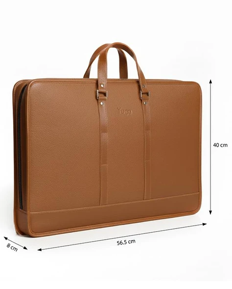 Yuga Suni Deri Lüks Proje ve Resim Çantası Taba - Resim 6