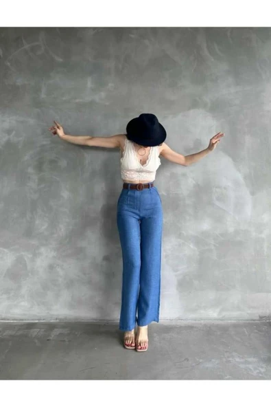 vadori Kadın Yazlık Trend Beli Kemerli Keten Pantolon ürün görseli 1