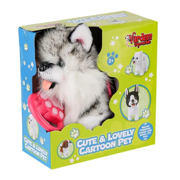 PR66302-26T Yürüyen Tasmalı Peluş Yürüyen Husky ürün görseli 1