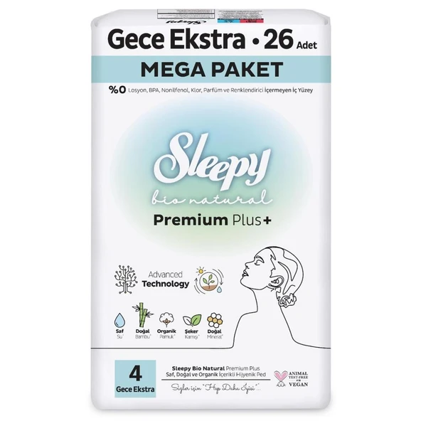 NessiWorld Bio Natural Premium Plus Mega Ekstra Gece Ped 26 Adet - Resim 2