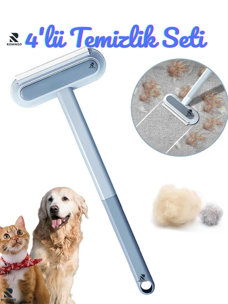 4'lü Temizlik Seti Kedi Tüy Toplama Köpek Tüy Toplama Cam Silme ürün görseli 1