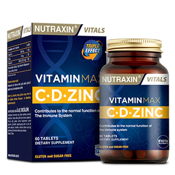 NUTRAXIN VITAMIN MAX C + D ZINC 60 TABLET ürün görseli 1