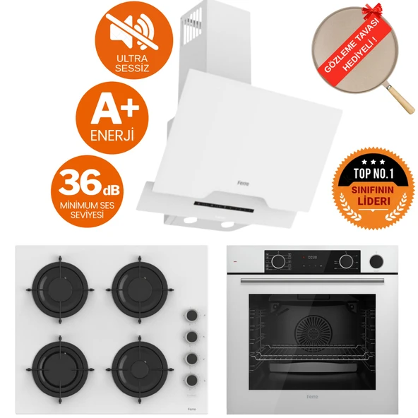 Ferre FryART &SteamART- SilentART  HENO/Sessiz Beyaz Ankastre Set ( D064-SA + XE64CB + CS206-FA) ürün görseli 1