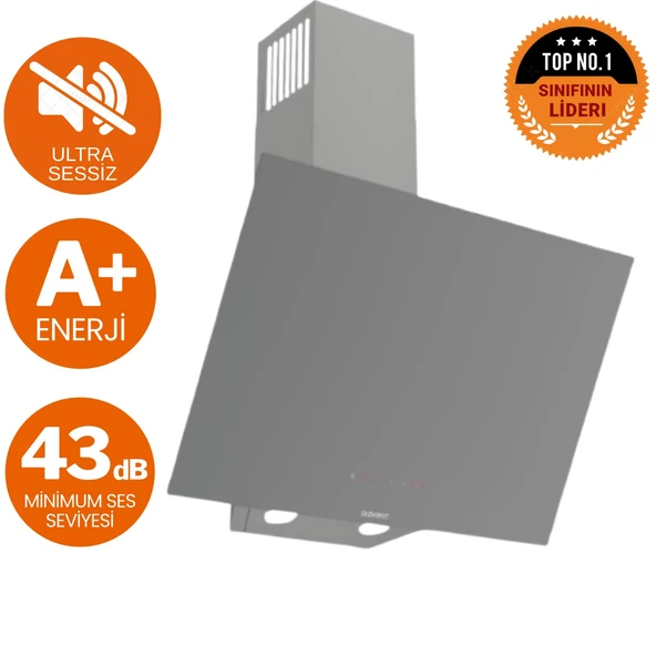 Ferre FlowArt&SilentArt AIVO Yeni Seri Sessiz Antrasit Gri Ankastre Set (D079-SA + QBL62CPR +SS208) - Resim 2