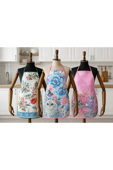 3'LÜ AVANTAJLI MUTFAK ÖNLÜĞÜ SIVI GEÇİRMEZ DİJİTAL BASKILI ÖNLÜK ürün görseli 1