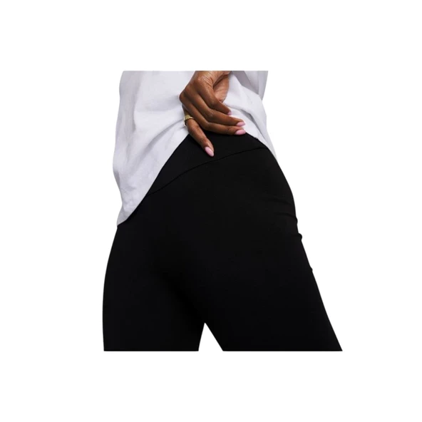 ESS 3/4 Logo Leggings Kadın Siyah Günlük Tayt 586828 01 - Resim 4