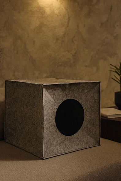 Keçe Kedi Yuvası Organizer Düzenleyici Katlanabilir Gri - Resim 4