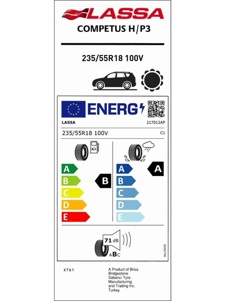Lassa Competus H/P 3 235/55 R18 100V Yaz Lastiği - 2025 - Resim 2
