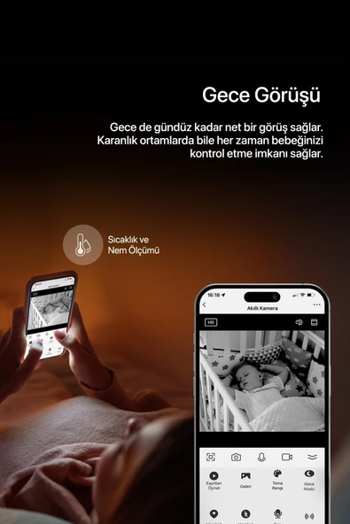 Xenon Smart Akıllı Bebek Kamerası Hava Temizleyici (Gece Lambalı) Beyaz Gürültü (Siyah)Pış Pış Sesi Uyku Arkadaşı ve RGB Ampul Seti - Resim 4