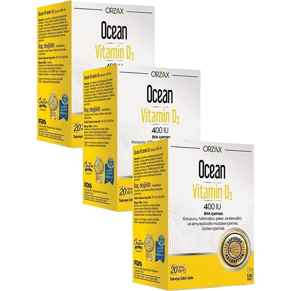 Ocean Vitamin D3 400 Iu Oral Sprey 20 ml x 3 Adet ürün görseli 1
