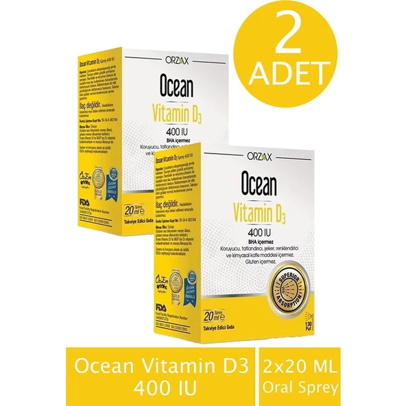 Ocean Vitamin D3 400 Iu Oral Sprey 20 ml x 2 Adet ürün görseli 1