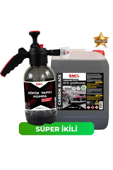 SMX Carbon Black Carnauba Cilalı Siyah Oto Şampuanı - Basınçlı Püskürtme Pompası ürün görseli 1
