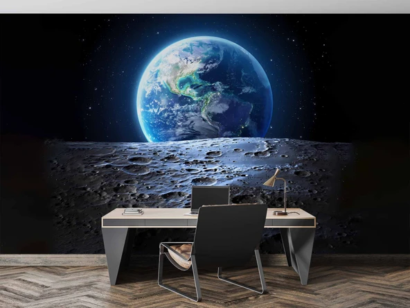 Aydan Dünya Uzaydan Görünüm Duvar Kağıdı - Resim 4