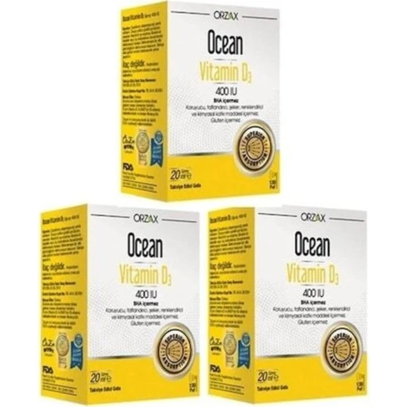 Orzax Ocean Vitamin D3 400 Iu 20ml 3 Adet ürün görseli 1