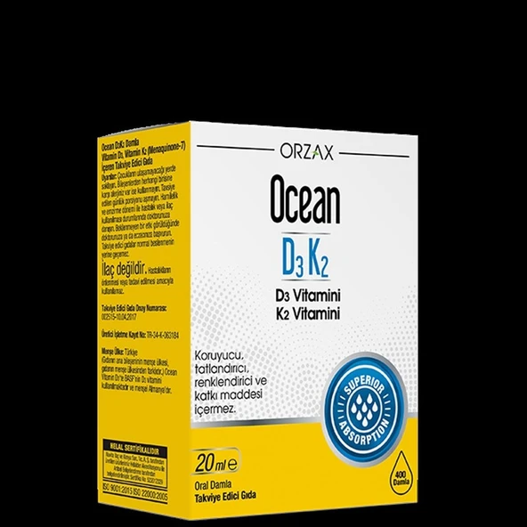 Orzax Ocean D3k2 20 Ml Damla / 400 Doz ürün görseli 1