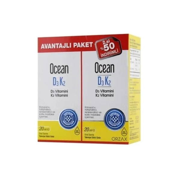 Orzax Ocean D3K2 Damla 20 ml + Ocean Extramag 60 Tablet - Resim 2