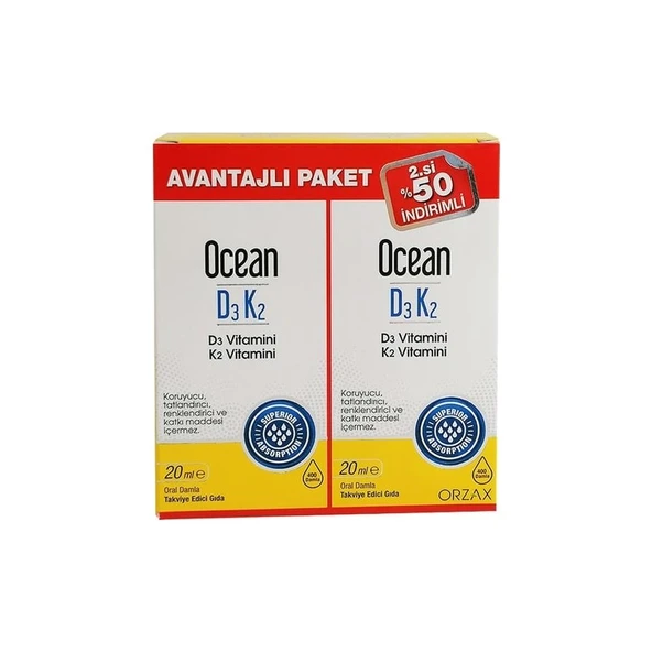 Orzax Ocean D3K2 Damla 20 ml İkili Paket ürün görseli 1