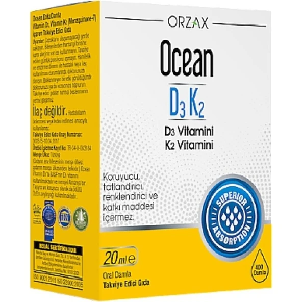 Orzax Ocean D3K2 Vitamin Damla 20 Ml ürün görseli 1