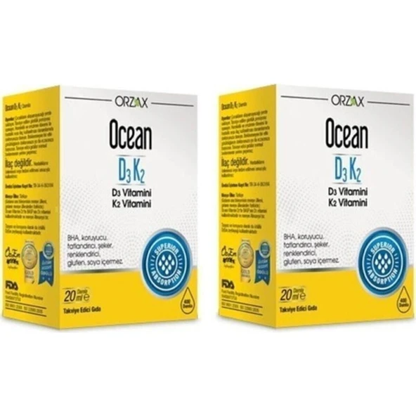 Orzax Ocean Ocean Vitamin D3k2 Damla 20 Ml 2'Li Paket ürün görseli 1