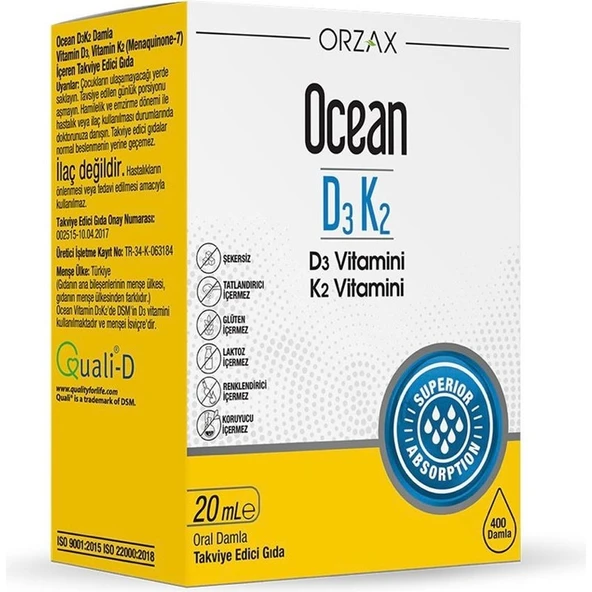 Orzax Ocean orzax Vitamin D3 K2 Damla 20ML ürün görseli 1