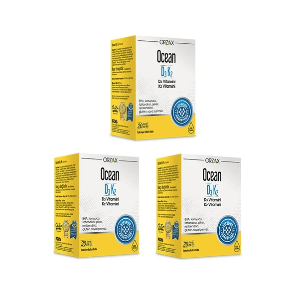 Orzax D3 K2 Vitamini Damla 20 ml X3 Adet ürün görseli 1