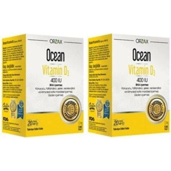 Orzax Ocean Vitamin D3 400 Iu 2li (20 Ml) ürün görseli 1