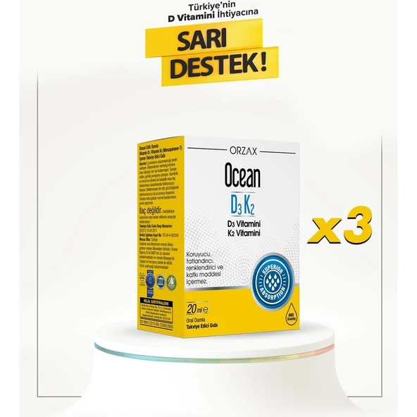 Orzax Ocean Ocean Vitamin D3 K2 3 Adet ürün görseli 1