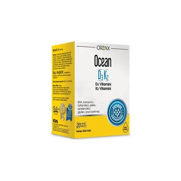 Orzax Ocean D3K2 Vitamin Damla 20 ml ürün görseli 1