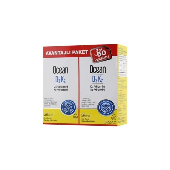 Orzax Ocean D3K2 Vitamin Damla 20ML 2 li Avantajlı Paket ürün görseli 1