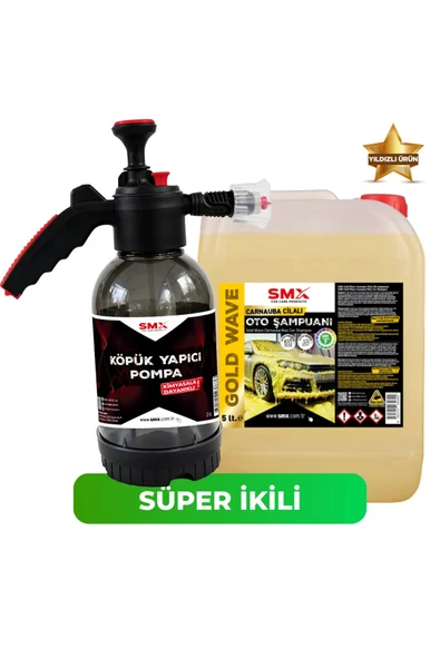 SMX Gold Wave Carnauba Cilalı Sarı Oto Şampuanı - Basınçlı Püskürtme Pompası ürün görseli 1