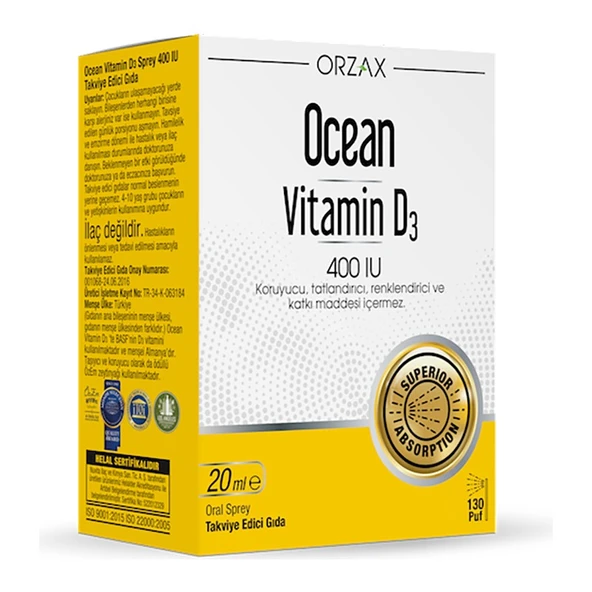 Ocean Vitamin D3 400 Iu Sprey 20ML ürün görseli 1