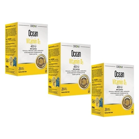 Orzax Ocean Vitamin D3 400 Iu Sprey 20ML 3 Adet ürün görseli 1
