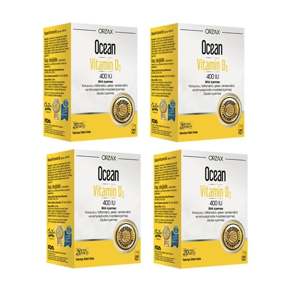 Orzax Ocean Çocuklar ve Yetişkinler Için D3 Vitamini 400 Iu 20 ml Sprey X4 Adet ürün görseli 1