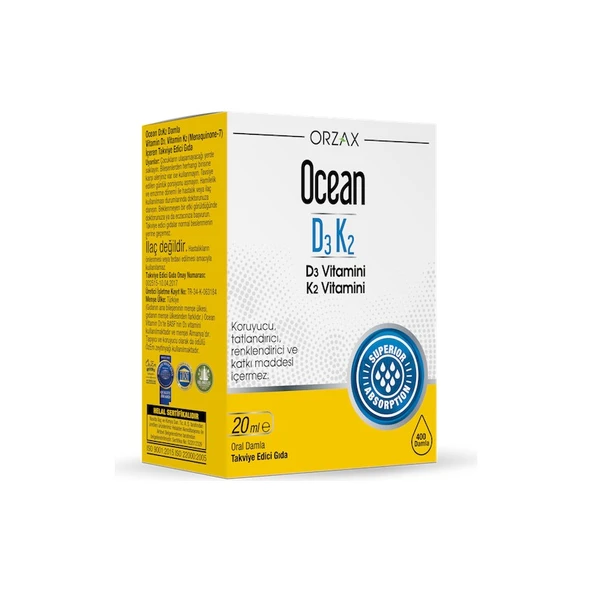 Orzax Ocean Vitamin D3+K2 Damla 20 ml ( 1 Adet ) ürün görseli 1
