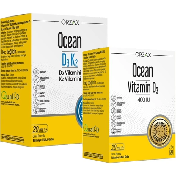 Orzax Ocean Vitamin D3K2 + Ocean Vitamin D3 400 IU İkilisi ürün görseli 1
