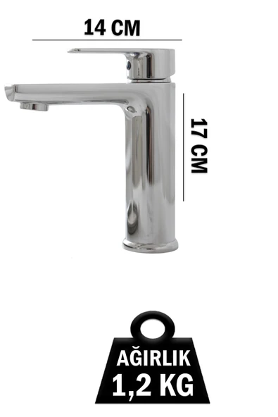 Lavabo Bataryası Sabit Model Krom Renk Ağır Tip Lüks Banyo Lavabosu Musluğu Musluk Armatür - Resim 2