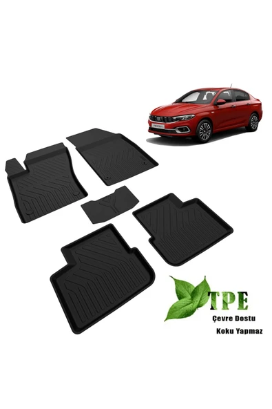 Fiat Egea Sedan Kokusuz yumuşak Tpe 4D 2015–2024 Uyumlu Havuzlu Paspas ürün görseli 1