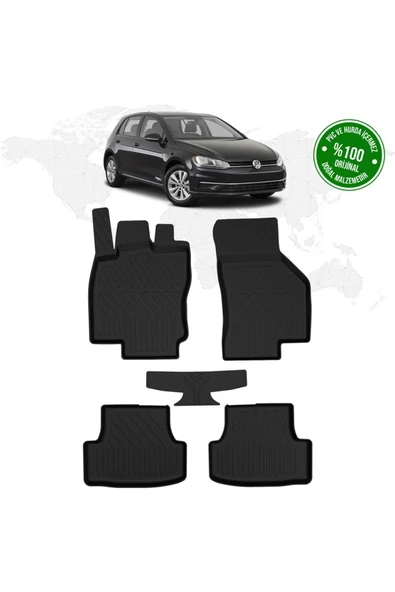 Volkswagen Golf 7 2013–2020 4D Havuzlu Paspas Seti – Tpe, Kaymaz & Sabitlemeli ürün görseli 1