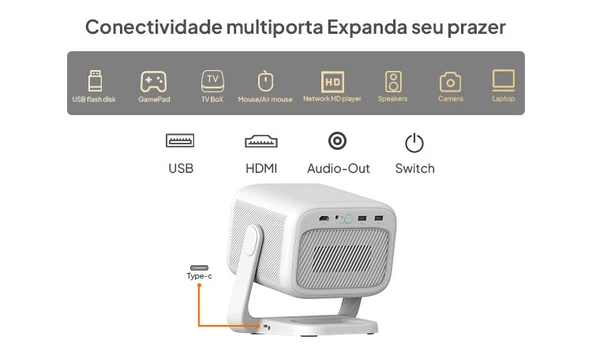 Byintek U90 700 ANSI Bataryalı Taşınabilir Android Full HD Projeksiyon Cihazı Wi-Fi - Resim 6