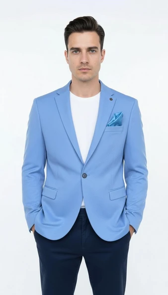 Erkek Slim Fit Blazer Ceket – Plus Scorpion Tek Düğmeli Spor & Klasik Kombin ürün görseli 1