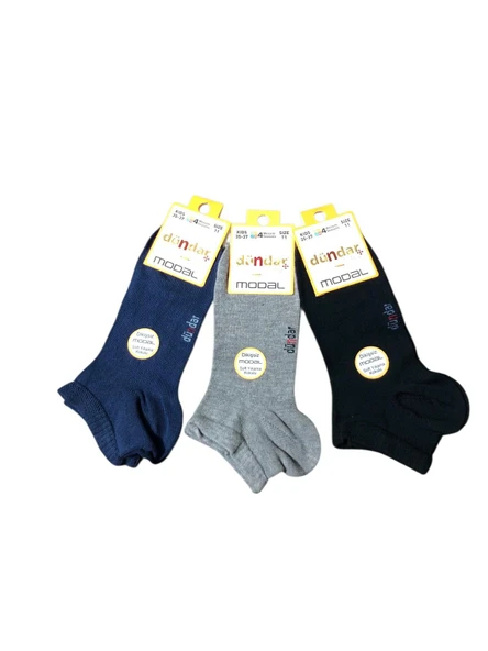 3 Lü Dündar Plus Erkek Çocuk Modal Dikişsiz Patik Kısa Çorap - Resim 5
