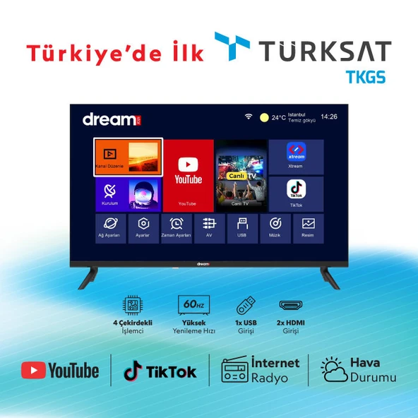 Dreamstar 32DSE100 - 32" 82 Ekran Uydu Alıcılı Smart Wifi HD Led TV - Resim 2