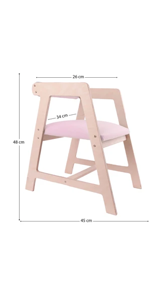 Montessori Çocuk Ahşap Oyun Etkinlik Çalışma Masası,Saklama Alanlı, Pembe Sandalye - Resim 2