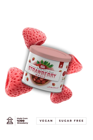 Dondurularak Kurutulmuş Bütün Çilek - Freeze Dry Teneke Kutu ürün görseli 1