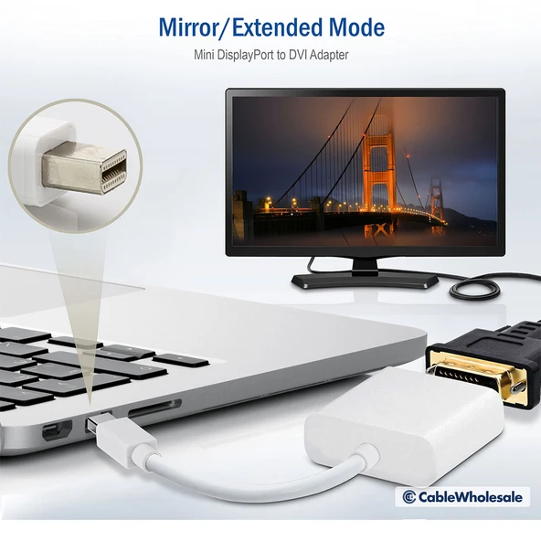 MiniDisplay to Dvı 24+5 çevirici kablo minidisplay port DVI adaptör - Resim 3