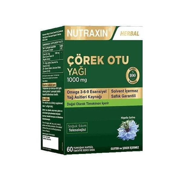 Nutraxin Çörek Otu Yağı 1000 mg 60 Kapsül ürün görseli 1