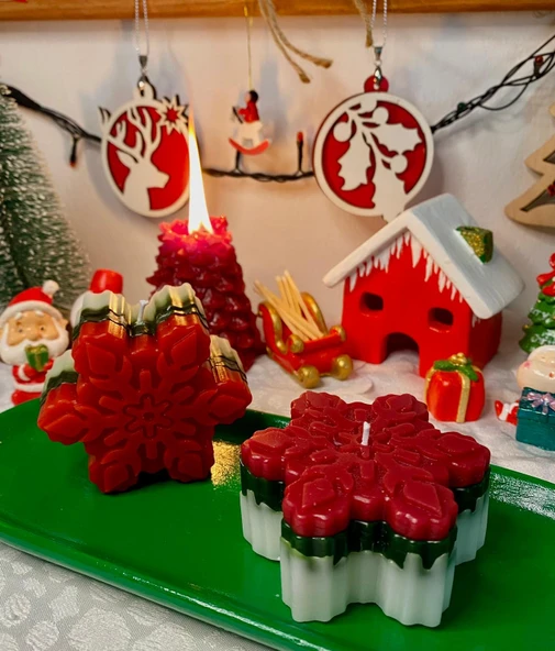 Kar Tanesi Mum / Yılbaşı Temalı Kokulu Mum - Resim 3