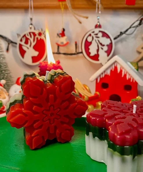 Kar Tanesi Mum / Yılbaşı Temalı Kokulu Mum - Resim 2