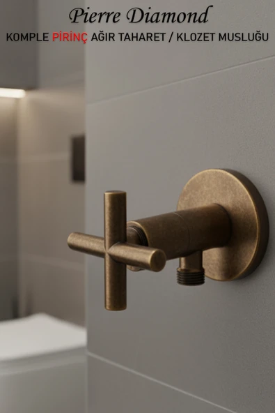 Taharet Musluğu Antik Renk Komple Pirinç Ağır Tip Klozet Ara Musluğu Musluk ürün görseli 1