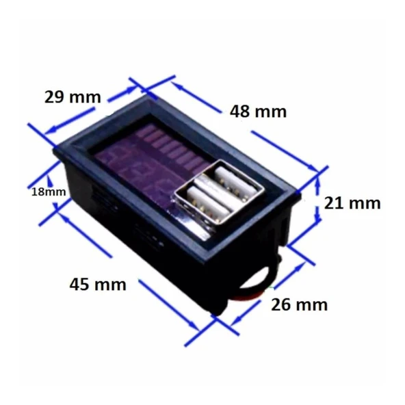 DİGİTAL AKÜ DİJİTAL VOLTAJ SEVİYE ÖLÇER 12V 2X USB CIKISLI POWERMASTER PM-23278 - Resim 3